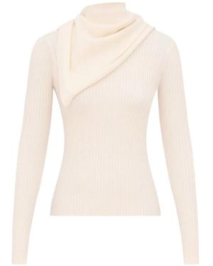 Zimmermann Valiant Scarf-Detail Ribbed Sweater - White