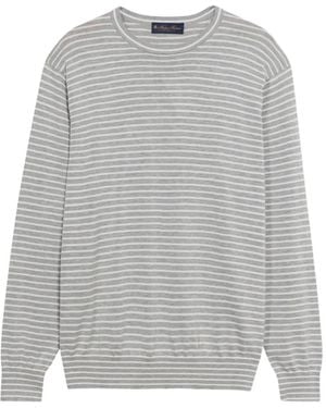 Brooks Brothers Striped-Pattern Crew-Neck Jumper - Grey