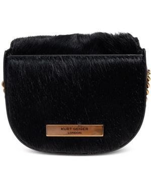 Kurt Geiger Micro Chelsea Crystal-Embellished Saddle Bag - Black