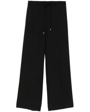 ERMANNO FIRENZE Satin-Stripe Drawstring Trousers - Black