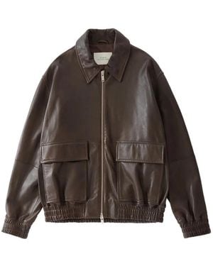Studio Nicholson Piston Leather Zip-Up Jacket - Black