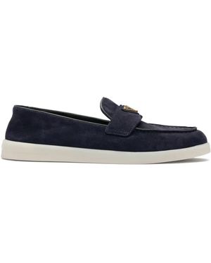 Prada Suede Triangle Loafers - Blue