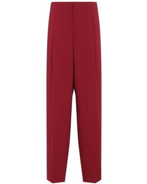 Alberta Ferretti Pleated Straight-Leg Pants - Red