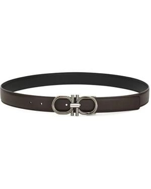 Ferragamo Dark Leather Belt - White