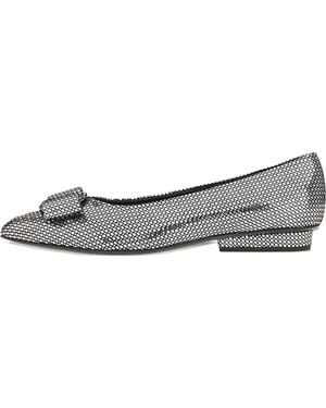 Ferragamo Bow-detail Ballet Flats - メタリック
