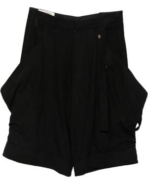 JiyongKim Draped Oversized-Pocket Trousers - Black