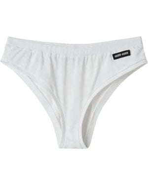 Miu Miu Slip Mit Logo-Patch - Weiß
