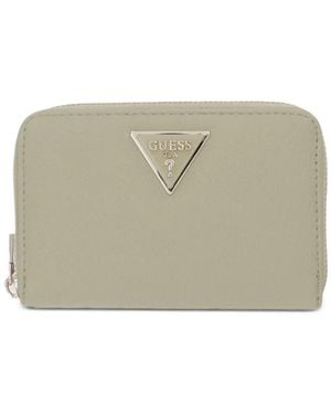 Guess Laurel Logo-Plaque Zip-Around Wallet - Natural