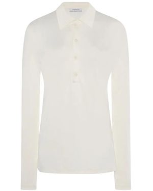 Another Tomorrow Long-Sleeve Polo Shirt - White