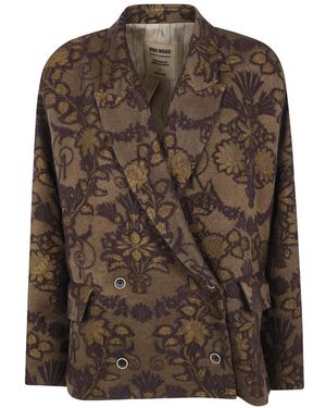 Uma Wang Floral-Jacquard Double-Breasted Blazer - Brown