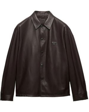 Prada Nappa Leather Shirt - Brown