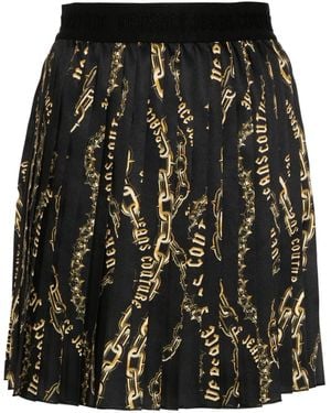 Versace Jeans Couture Chain Couture-Print Pleated Skirt - Black