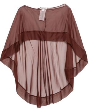 Alberta Ferretti Sheer Ruffled Cape - Brown
