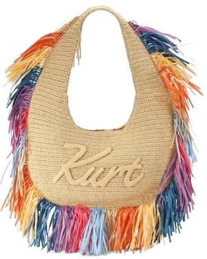 Kurt Geiger Large Kurt Fringed Shoulder Bag - Natural