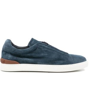 JOHN HARRISON Panelled Suede Trainers - Blue