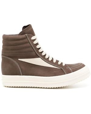 Rick Owens ハイカット レザースニーカー - ブラウン