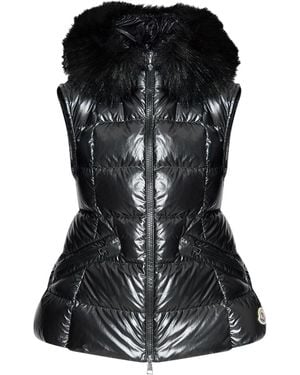 Moncler Anse Shearling-Collar Down Vest - Black