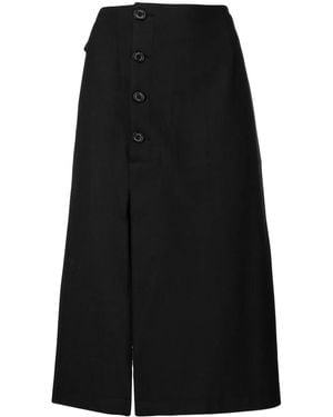ROKH Button-Detail Midi Skirt - Black