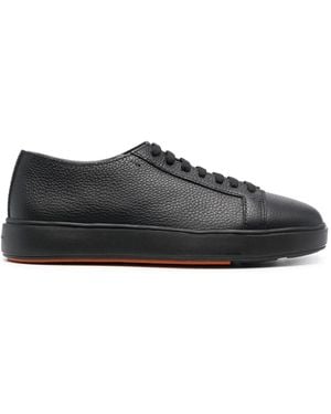Santoni Leather Low-Top Trainers - Black