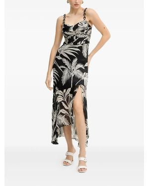 Guess Chain-Strap Floral-Pattern Midi Dress - Black