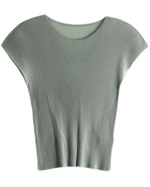 Pleats Please Issey Miyake T-Shirt Plissé Mist September À Mancherons - Grey