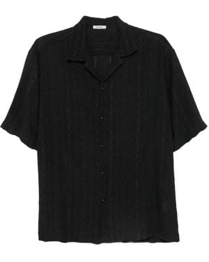 Imperial Pointelle-Knit Camp-Collar Shirt - Black