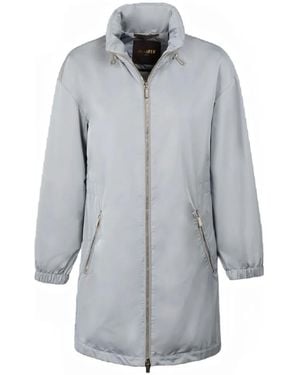 Moorer Drawstring-Collar Zip Parka - Grey