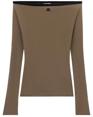 Courreges ボートネック トップ - ブラウン
