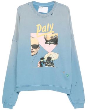 PALY Distressed-Pullover Mit Grafischem Print - Blau