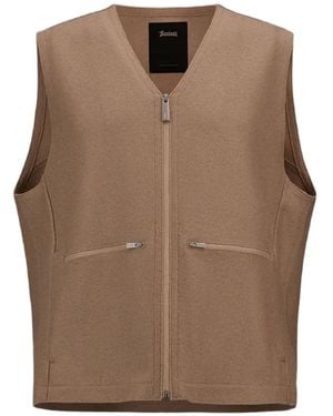 Laminar Brushed-Finish V-Neck Gilet - Brown