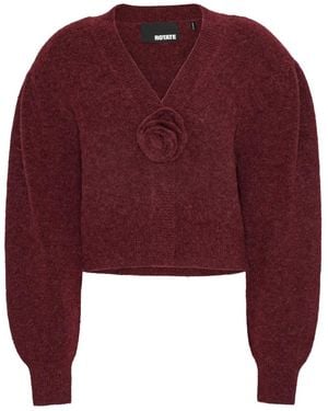 ROTATE BIRGER CHRISTENSEN Cropped Burgundy Sweater With Deep V-Neckline And - Rot