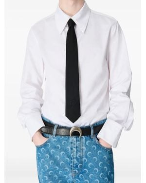 Marine Serre Logo-Patch Cotton Shirt - Blue