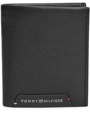 Tommy Hilfiger Logo-Plaque Leather Bifold Wallet - Black