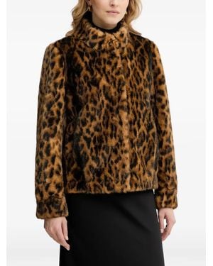 Guess Luna Leopard-Print Jacket - Brown