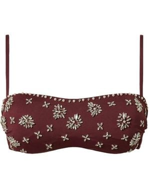 Twinset Bandeau Bikini Top With Embroidery - Purple