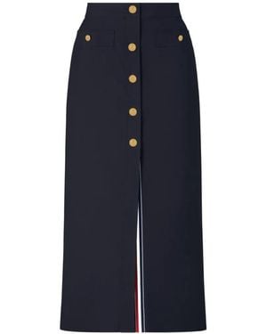 Thom Browne Button-Detail Midi Skirt - Blue