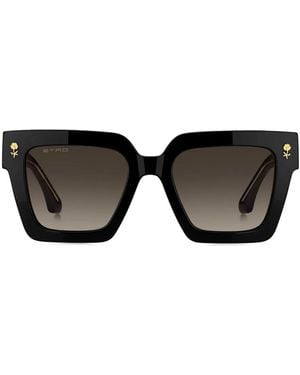 Etro ローズディテール スクエアサングラス - ブラック
