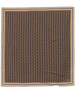 Lacoste Monogram-Print Scarf - Brown