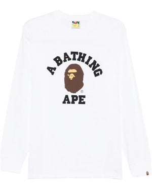 A Bathing Ape Logo-Detail Long-Sleeve Sweatshirt - White