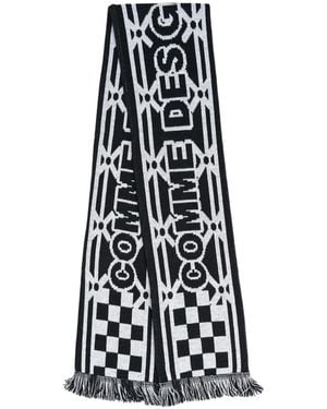 Comme des Garçons Bufanda De Intarsia Con Logo - Blanco