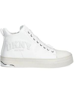 DKNY Yaser Lace-Up Side-Zip Trainers - White