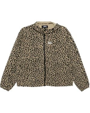 Stussy Cheetah-Print Logo Jacket - Green
