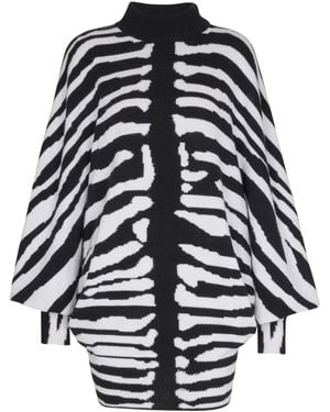 Balmain Zebra-Intarsia Mini Dress - Black
