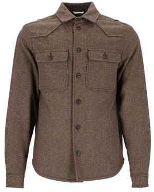 Al Duca d'Aosta Herringbone-Weave Western-Yoke Jacket - Brown