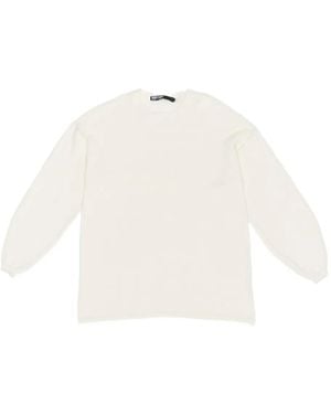Bimba Y Lola Balloon-Sleeve Eyelet-Detail Jumper - White