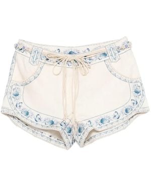 Zimmermann Drawstring Embroidered Shorts - White