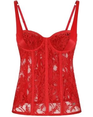 Dolce & Gabbana Lace-Detail Corset Top - Red