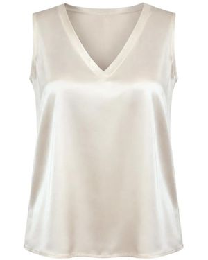 iBlues Satin-Finish V-Neck Blouse - White