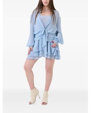 ViCOLO Ruffled Tie-Fastening Dress - Blue