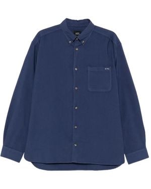 A.P.C. Button-Fastening Pocket Shirt - Blue